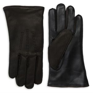 UGG Wrangell Faux Fur-Lined Leather Tech Gloves